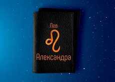 Именная обложка на паспорт 'Лев', черная