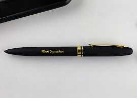 Ручка именная 'Луна', покрытие soft touch, цвет черный с золотом